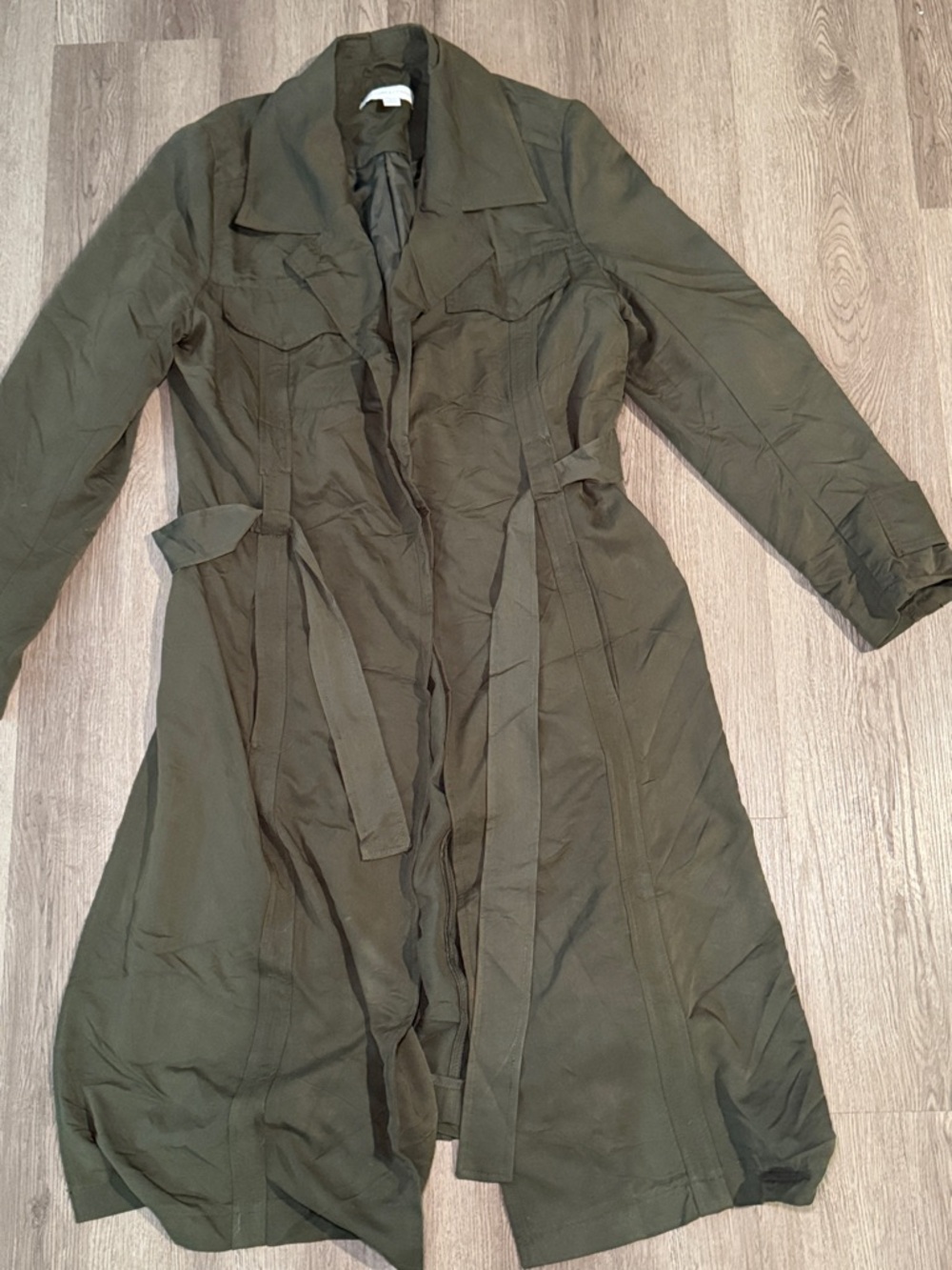 New York & Company Dark Olive Longline Trench - Picture 2 of 3